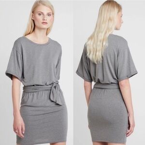 Women's All Saints Gray Tuja Lightweight Jersey Knit Waist Tie Dress